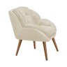 Kit 2 Poltronas Decorativa Ágata Prime Veludo Bege Base Fixa em Madeira Maciça - 4