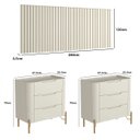 Ver imagem 3 de Conjunto Cabeceira Casal 280cm com 2 Mesas de Cabeceira Cor:luna com Dourado