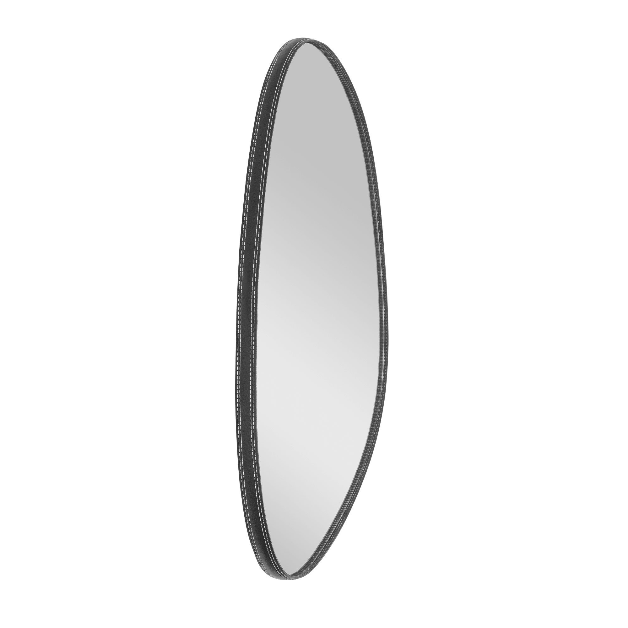 Espelho Pinterest Grande Orgânico Borda Couro 3cm Decorativo Sala Quarto 60x80cm - Modelo. Nuvem Pre - 4