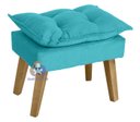 Ver imagem 5 de Kit 02 Poltrona/cadeira Decorativa e Puff Glamour Azul Turquesa com Pés Quadrado Azul Turquesa