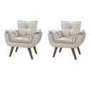 Ver imagem 1 de Kit 2 Poltrona Decorativa Gran Opala Suede Creme para Sala de Estar Luxo Escritório Quarto