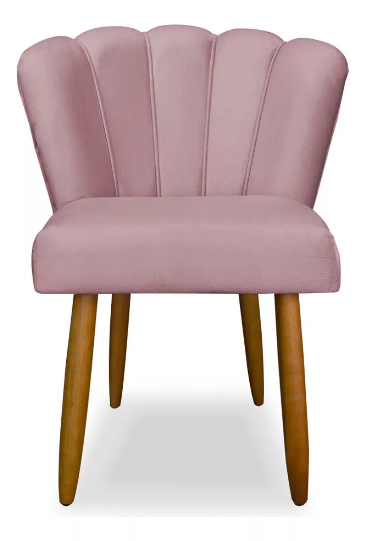 Cadeira Poltrona Pétala de Flor para Penteadeira Sala Quarto Suede Rose Gold - Dhouse Decor Ahazzo M - 1