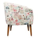 Ver imagem 4 de Poltrona Stella Estampado Retrô Rosa D61 Pés Palito Castanho - D'Rossi