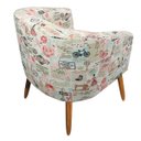 Ver imagem 3 de Poltrona Stella Estampado Retrô Rosa D61 Pés Palito Castanho - D'Rossi