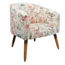 Ver imagem 1 de Poltrona Stella Estampado Retrô Rosa D61 Pés Palito Castanho - D'Rossi