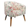 Poltrona Stella Estampado Retrô Rosa D61 Pés Palito Castanho - D'Rossi - 1