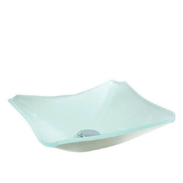 CUBA DE VIDRO RETANGULAR CHANFRADA 39CM BRANCO - 2