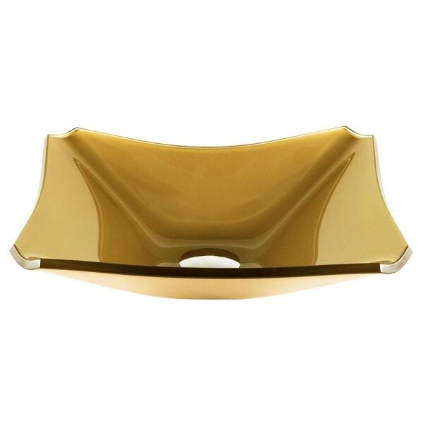 CUBA DE VIDRO RETANGULAR CHANFRADA 39CM DOURADO REAL - 1