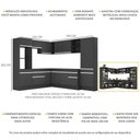 Ver imagem 4 de Armário de Cozinha Completa de Canto com Rodapé Veneza Multimóveis MP2082.898 Preto/Branco
