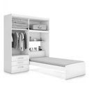 Ver imagem 4 de Guarda-Roupa Roupeiro Solteiro 4 Portas com Cama Cancun Jequitiba/Avelã