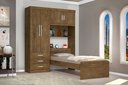 Ver imagem 7 de Guarda-Roupa Roupeiro Solteiro 4 Portas com Cama Cancun Jequitiba/Avelã