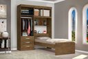 Ver imagem 2 de Guarda-Roupa Roupeiro Solteiro 4 Portas com Cama Cancun Jequitiba/Avelã