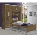 Ver imagem 1 de Guarda-Roupa Roupeiro Solteiro 4 Portas com Cama Cancun Jequitiba/Avelã