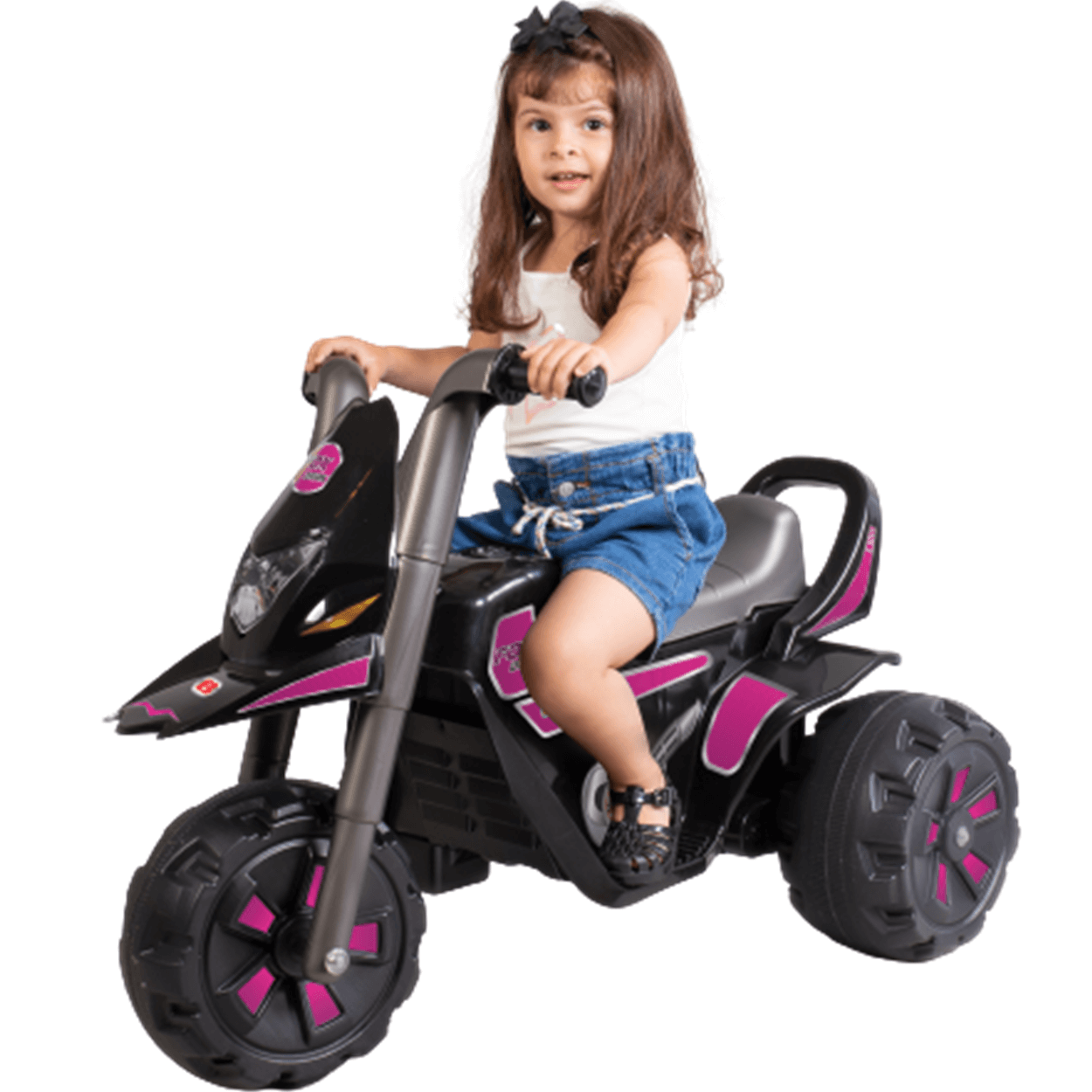 Triciclo Rosa Moto Elétrica Infantil Brinquedo Menina Xt3 6v