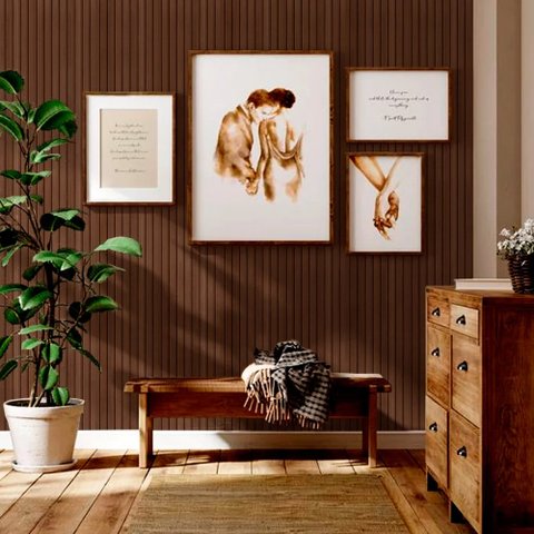 Papel de Parede Madeira Ripada MDF Natural - Várias Cores - Tabaco