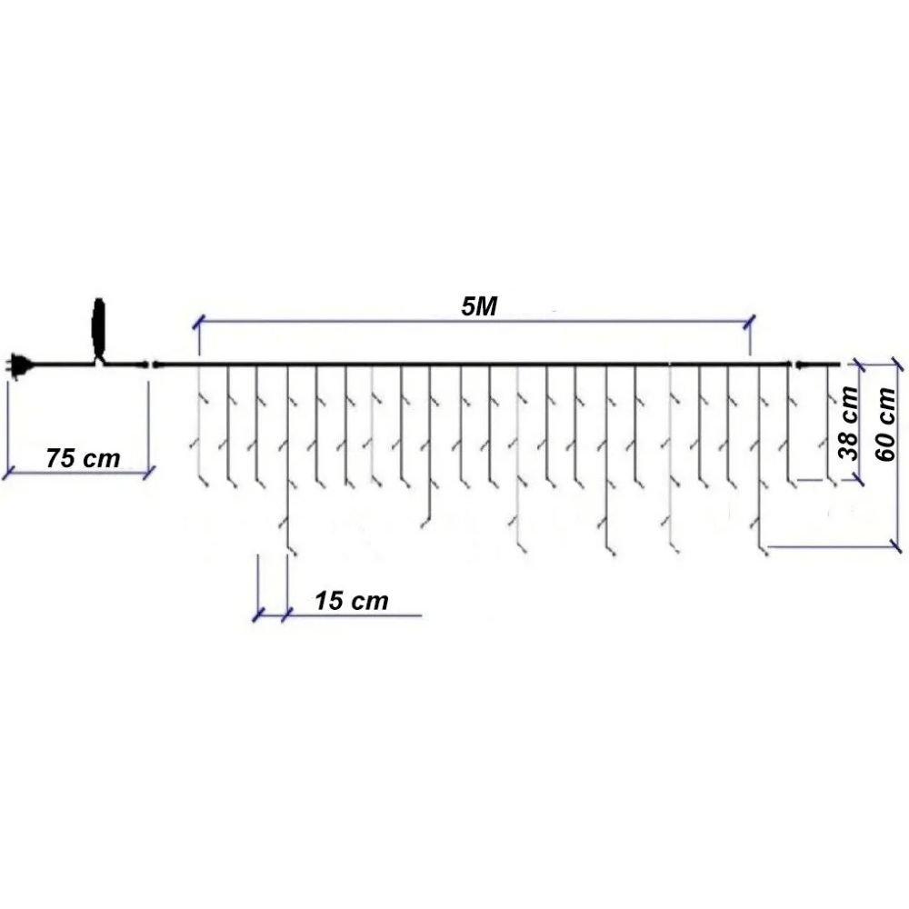 Kit 3 Cascatas 200 Leds 5m 8 Funções Branco Quente Fio Branco 220v - 4