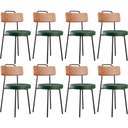 Ver imagem 1 de Kit 08 Cadeiras Decorativas Estofada Sala Jantar Barcelona L02 Couríssimo Camel Facto Verde - Lyam L