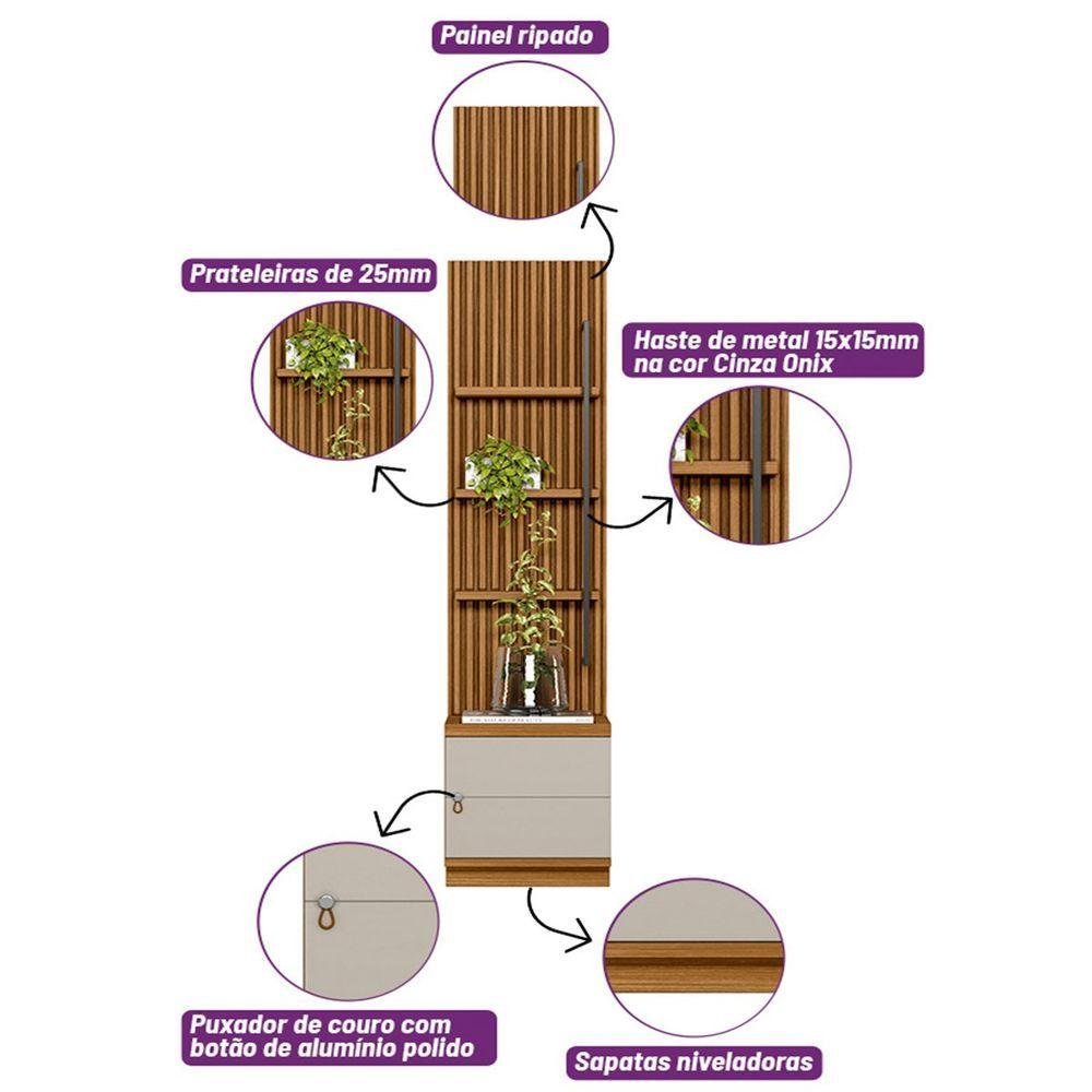 Kit 2 Módulos Laterais Complementares Painel Ripado Naturale-offwhite - 4