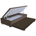 Ver imagem 1 de Cama Box Baú Solteiro com Auxiliar Espuma Suede Marrom 56x88x188