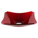 Ver imagem 1 de CUBA DE VIDRO RETANGULAR CHANFRADA 39CM VERMELHO CEREJA