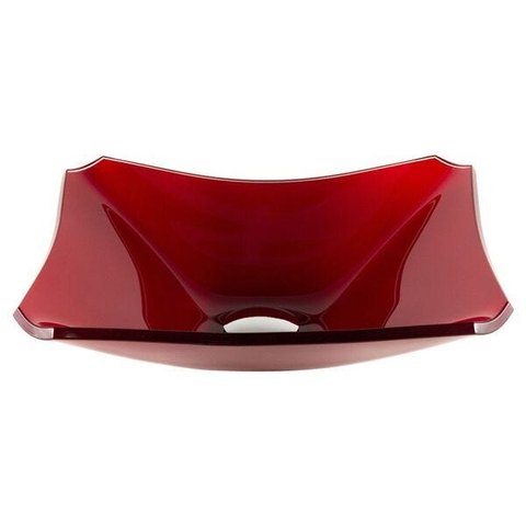 CUBA DE VIDRO RETANGULAR CHANFRADA 39CM VERMELHO CEREJA