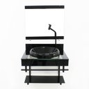 Ver imagem 2 de GABINETE COM CUBA PARA BANHEIRO DE VIDRO APXX 60CM COM CUBA CHAPEU - PRETO