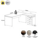 Ver imagem 2 de Mesa L 1,50m C/ Gaveteiro Organizador 4 Gavetas Pé Painel F5 Cor:branco
