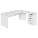 Ver imagem 3 de Mesa L 1,50m C/ Gaveteiro Organizador 4 Gavetas Pé Painel F5 Cor:branco