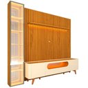 Ver mais imagens de Rack com Painel Ripado para TV até 84 Polegadas com LED 100% MDF 266,8CMX237CM Pés em Madeira Maciça Nobre Clean Luminare