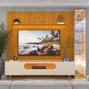 Ver imagem 6 de Rack com Painel Ripado para TV até 84 Polegadas com LED 100% MDF 266,8CMX237CM Pés em Madeira Maciça Nobre Clean Luminare