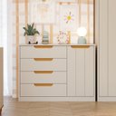 Ver imagem 1 de Cômoda de Bebê com 4 Gavetas 1 Porta Mel Espresso Móveis Cinza/Off White
