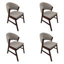 Ver imagem 1 de Kit 4 Cadeiras de Jantar Madeira Maciça Castanho Premium Débora Linho Bege