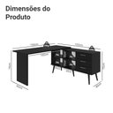 Ver imagem 4 de Escrivaninha Mesa de Escritório de Canto 3 Gavetas Preto Lisboa Madesa