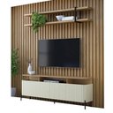 Ver imagem 4 de Rack com Painel Ripado e Prateleira para Sala Bend Smart 400cm MDF Louro e Luna com Preto Casa Lar