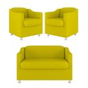 Ver imagem 1 de Kit 02 Poltrona Tilla Recepção + Namoradeira Sala Quarto Amarelo
