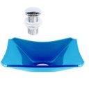 Ver imagem 1 de CUBA DE VIDRO RETANGULAR CHANFRADA 39CM AZUL + VÁLVULA CLICK