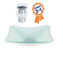 Ver imagem 2 de CUBA DE VIDRO RETANGULAR CHANFRADA 39CM BRANCO + VÁLVULA CLICK