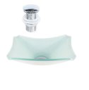 Ver imagem 1 de CUBA DE VIDRO RETANGULAR CHANFRADA 39CM BRANCO + VÁLVULA CLICK