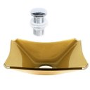 Ver imagem 1 de CUBA DE VIDRO RETANGULAR CHANFRADA 39CM DOURADO REAL + VÁLVULA CLICK