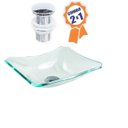 Ver imagem 2 de CUBA DE VIDRO RETANGULAR CHANFRADA 39CM JATEADA + VÁLVULA CLICK