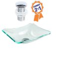 Ver imagem 2 de CUBA DE VIDRO RETANGULAR CHANFRADA 39CM JATEADA + VÁLVULA CLICK