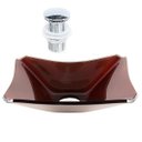 Ver imagem 1 de CUBA DE VIDRO RETANGULAR CHANFRADA 39CM MARROM + VÁLVULA CLICK