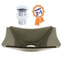 Ver imagem 2 de CUBA DE VIDRO RETANGULAR CHANFRADA 39CM OURO ENVELHECIDO + VÁLVULA CLICK