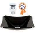 Ver imagem 2 de CUBA DE VIDRO RETANGULAR CHANFRADA 39CM PRETO + VÁLVULA CLICK
