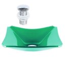 Ver imagem 1 de CUBA DE VIDRO RETANGULAR CHANFRADA 39CM VERDE + VÁLVULA CLICK