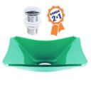 Ver imagem 2 de CUBA DE VIDRO RETANGULAR CHANFRADA 39CM VERDE + VÁLVULA CLICK