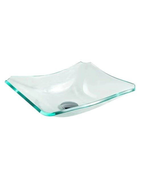 CUBA DE VIDRO RETANGULAR CHANFRADA 39CM JATEADA - 2