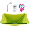 Ver imagem 2 de CUBA DE VIDRO RETANGULAR CHANFRADA 37CM VERDE OLIVA + VÁLVULA CLICK + TORNEIRA