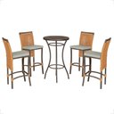 Ver imagem 1 de Mesa Bistrô 4 Banquetas Roma Marrom Corda Náutica 3 Trama Terra Cota