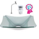 Ver imagem 2 de CUBA DE VIDRO RETANGULAR CHANFRADA 37CM PRATA + VÁLVULA CLICK + TORNEIRA